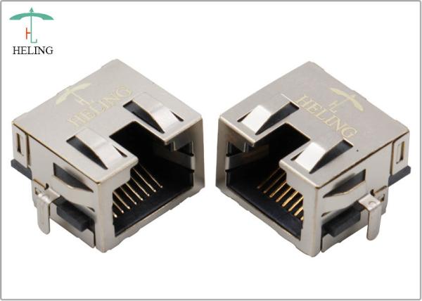 Quality Offset / PIP PCB RJ45 Jack 90 Degree , PCB Modular Jack With EMI Gasket for sale