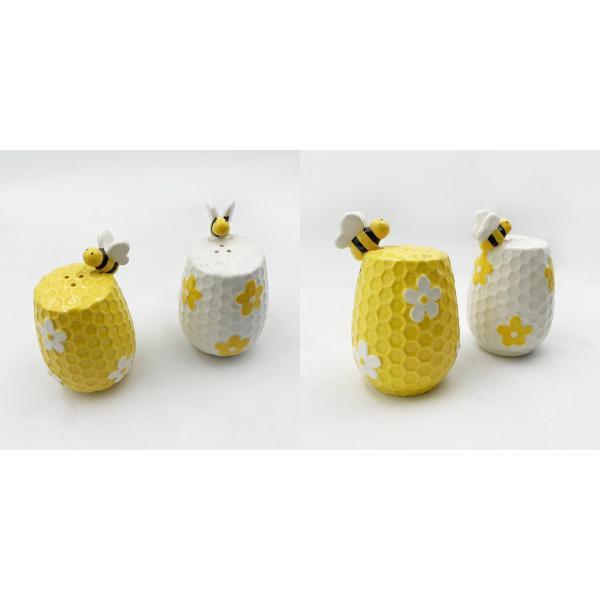 Flower And Bee Ceramic Salt And Pepper Shaker For Kitchen Accessories Home Decoration