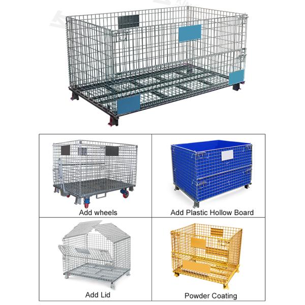 Chiina supplier Galvanize large folding collapsible wire metal mesh lid roll container for storage