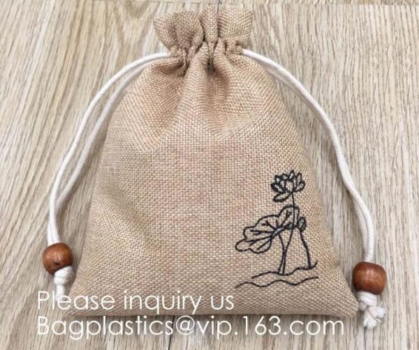 Quality Polyester Fibre Jute Gift Bag Drawstring and Lining 20 Pcs DIY Craft Jewelry Pouch, Storage Linen Burlap Jewelry Pouches for sale