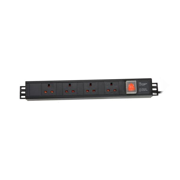4 Way UK Type PDU Extension Socket With On/Off Switch, Surge