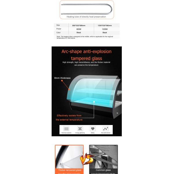 Desktop Electric 2 Layers Fried Chicken Food Display Warmer Showcase with Electric Power Source
