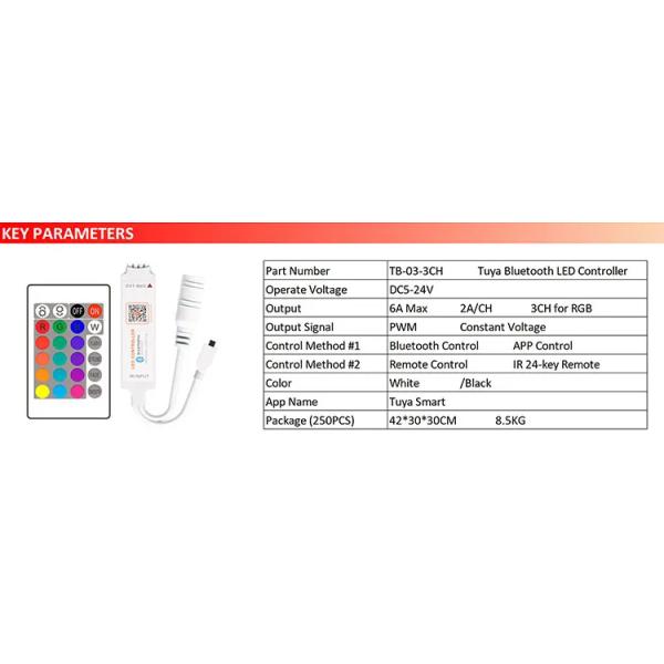 Mini Ir RGB Blue Tooth LE Controller 5V 12V 24V 6A Duoco Strip APP 24key Ir Remote Control Led RGB Strip Light Control