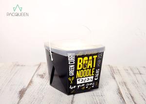 Noodle Paper Takeaway Boxes With Plastic Containers / Handle Custom Printed