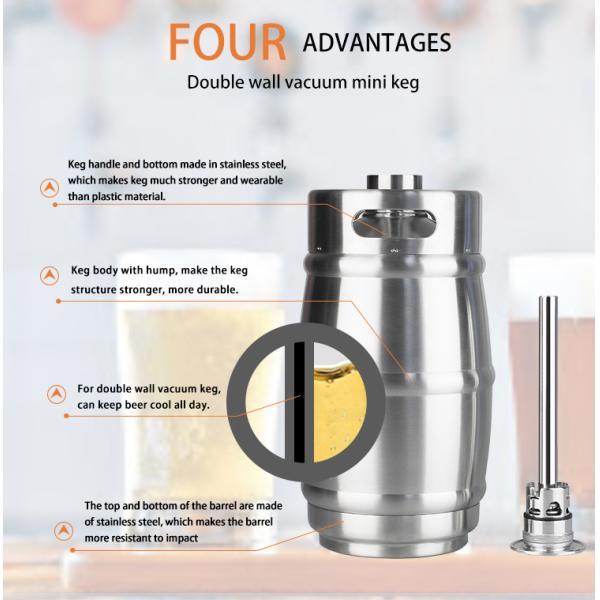 Stainless Steel 304 Flat Bottom Empty 5L Draught Beer Keg