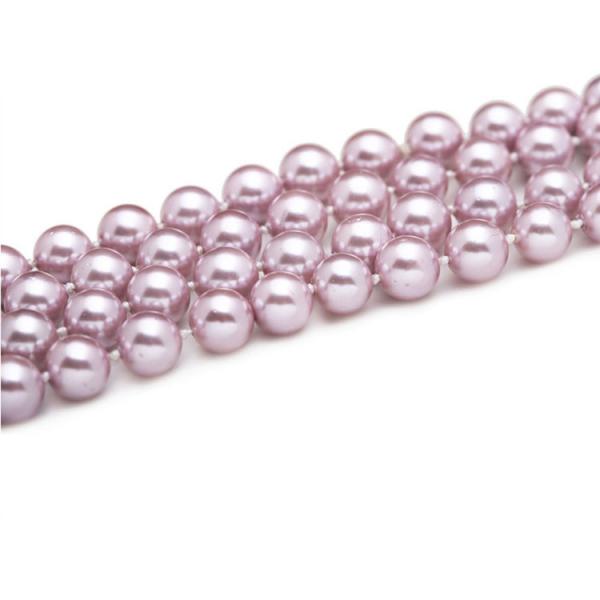 Luxury Purple Round 8mm Shell Pearl Sweater Necklace 55 Inches (N08633)