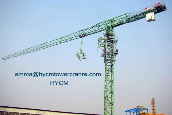 Quality 50m Jib Flat Top Tower Crane 10 ton Max. Load Capacity 2.3t Tip load in Russia with Safety Monitor System for sale