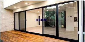 China Double glazed black color Aluminium Sliding Doors sliding glass patio doors with grids wholesale