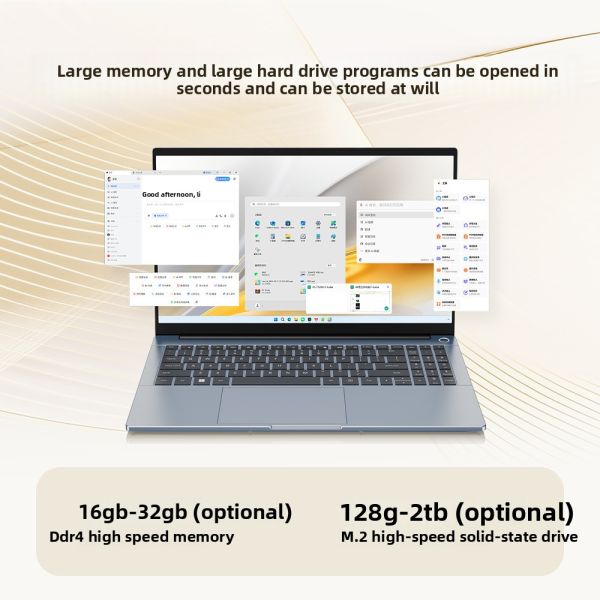 Aether New 15.6Inch Large Screen 90Hz High Brush Game Screen Electric Notebook English Windows 11 IPS Panel SSD Storage R5
