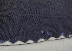 China Navy Sequin Mesh Fabric , Embroidered Lace Fabric By The Yard For Evening Dresses wholesale