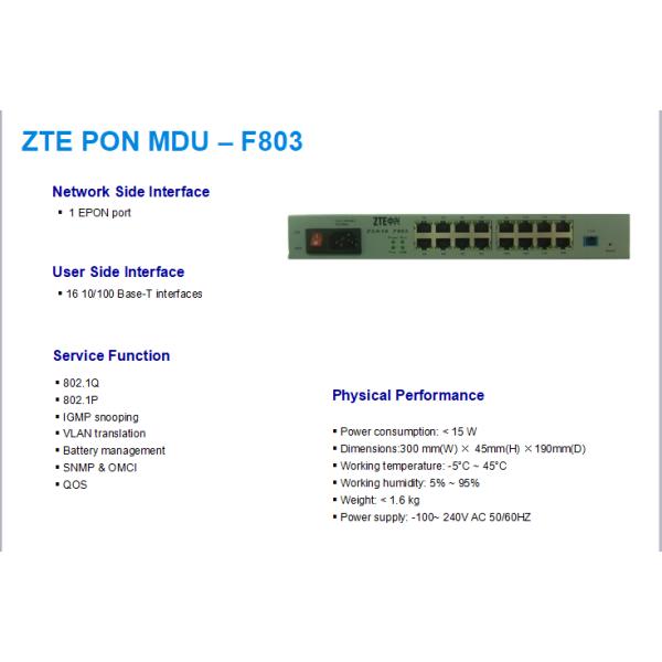 ZTE F803/8FE-G ports for MDU ONU XPON device with multiple ports