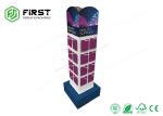 Full Color Printing POS Flat Packing Cardboard Floor Display Stand With Hooks