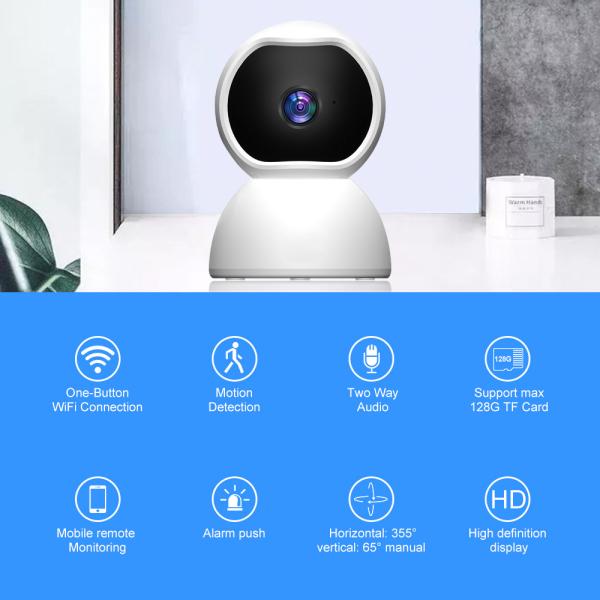 Indoor auto tracking WIFI PT 1080P 2MP WIFI camera wireless onvif 128G TF card slot home security wifi camera