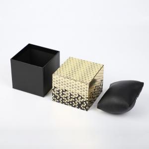 China Gold Foil Personalised Leather Watch Box Two Pieces Rigid Paper With Pillow Wrapped Black wholesale