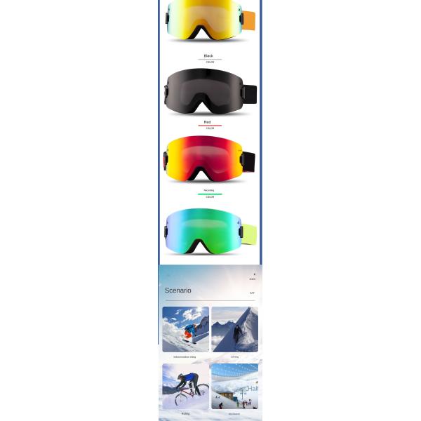 Outdoor HD Ski Goggles Cylindrical Magnetic Snowboard Goggles Double Layer Anti Fog