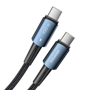 China Essager USB charging Data Cable 100W 60W Type C to Type C Cable For Mbk Huawei on sale