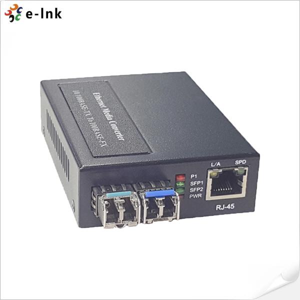 Quality 1x10/100BASE-T To 2x100BASE-X SFP Fiber Ethernet Switch Converter With PSU for sale