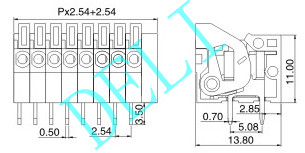 Good Quality Spring Cage Clamp 2.54mm Terminal Block Brand With UL CE DL141R-XX-2.54