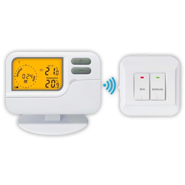 Riseem Weekly Programmable Heating and Cooling Wireless Room Thermostat With LCD
