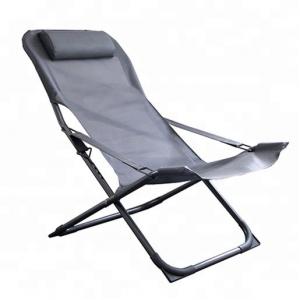 China Grey Folding Beach Lounge Chair Aluminum Frame Foldable Beach Lounge Chaise For Lawn Deck wholesale
