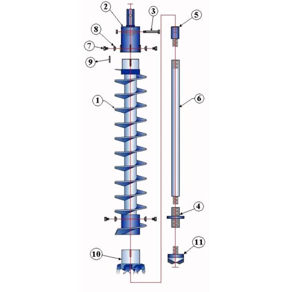 2 1/4″ (57mm) Double Key Hollow Stem Auger for Geotech Tooling