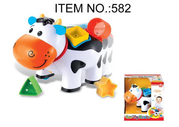 Quality Toddler B / O Cow W / Shape Sorter Blocks Infant Baby Toys Educational 5 Pcs Playset for sale