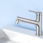 Modern Hot And Cold Flexible Rotation Pull Out Basin Faucet With Two Spray Multi