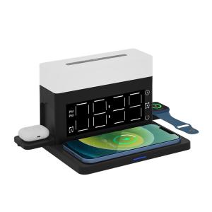 China 3 In 1 Clock Led Display Qi 15W Wireless Phone Charger With Lamp And Clock Alarm wholesale