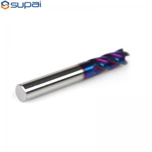 China Naco Blue Coated HRC65 Square End Mill Tungsten Carbide End Mill For High Temperature Titanium Alloy wholesale