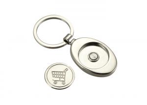 China Ellipse Trolley Token Shopping Car Coin Metal Keychain Holder Keyring on sale