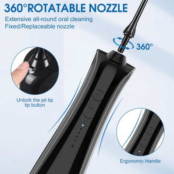 Portable Rechargeable Water Pick Teeth Cleaner Cordless 5 Modes Dental Teeth Irrigator