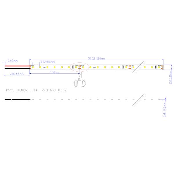 70LEDs CRI90 Outdoor LED Strip Lights 140lm Large Vier Angle Exterior LED Tape Light