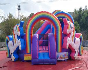 China Durable PVC Inflatable Unicorn Bouncy House For Birthday Party Quadruple Stitching wholesale