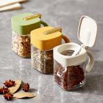 2 Grids Seasoning Box Spice Box with Handle Containers with Spoon Functional