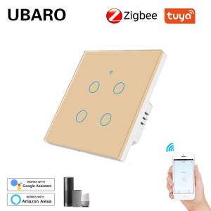 China 4Gang Electricity Powered Smart Zigbee Switch 10A Remote Electrical Light Switch IOS Android Tuya App Control wholesale