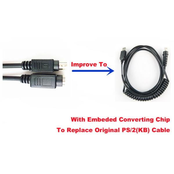 Black Color Barcode Scanner Cable Copper Conductor 26 AWG Wire Gauge With Chip