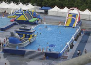 China Summer Water Slide Amusement Park Above Ground Metal Pool Playground Equipment Use wholesale