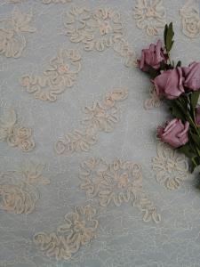 China Cording Lace 100% Polyester Embroidered Apparel Fabric on sale