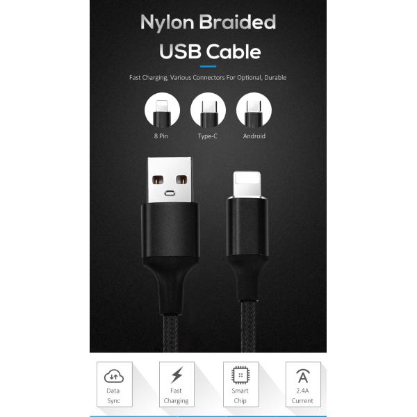Nylon Braided 1.2M Magnetic Mini Usb Charging Cable