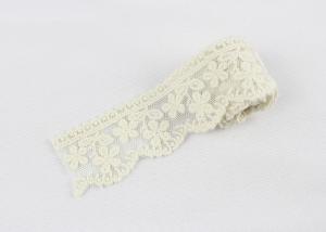 China 3.5 Width White Cotton Lace Trim By The Yard, Scalloped Floral Mesh Lace Ribbon wholesale