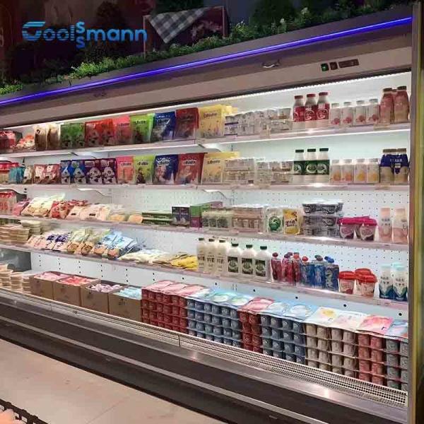 Quality 800L Multideck Open Chiller Supermarket Adjustable Layers Vegetable Display for sale