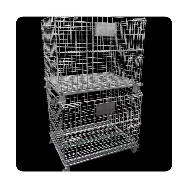Industry Welded Portable Stacking Folding Metal Logistic Steel Security Cage Wire Mesh Container