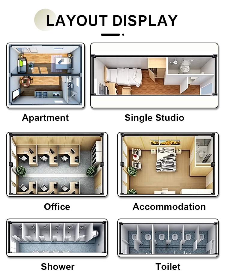 Mobile Container Room Portable Office Turnkey Project Prefabricated Container Home Modular Steel Frame with Glasses Houses