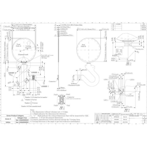 1.19 Inch Sunlight Readable TFT, 240x240 Transflective Round Display