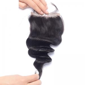 China Natural 4x4 Lace Closure Hair Extensions No Animal Loose Wave Closure wholesale
