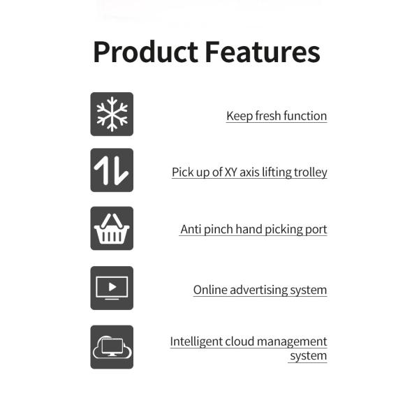 Lift System Refrigerator Automatic Cupcake Vending Machine Salad Fresh Food Vending Machine With 21.5inch Touch Screen