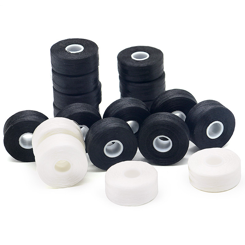 100% Polyester White 75d/2 144pcs/box L Size Polyester Pre Wound Bobbin Thread