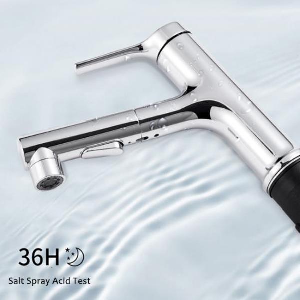 Modern Hot And Cold Flexible Rotation Pull Out Basin Faucet With Two Spray Multi