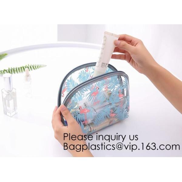 Eco ladies cosmetic bag PU leather pvc cosmetic pouch,Reusable Ladies Girls Clear Transparent PVC Cosmetic Pouch