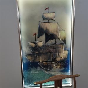 China 19mm Thickness Tempered Art Glass Hot Melt Sailboat Ultra Clear Glass Painting wholesale